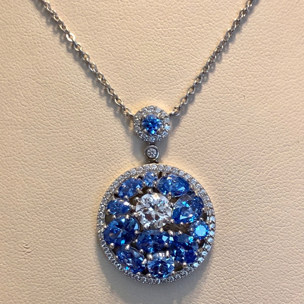Sterling Silver Blue Circle Pendant